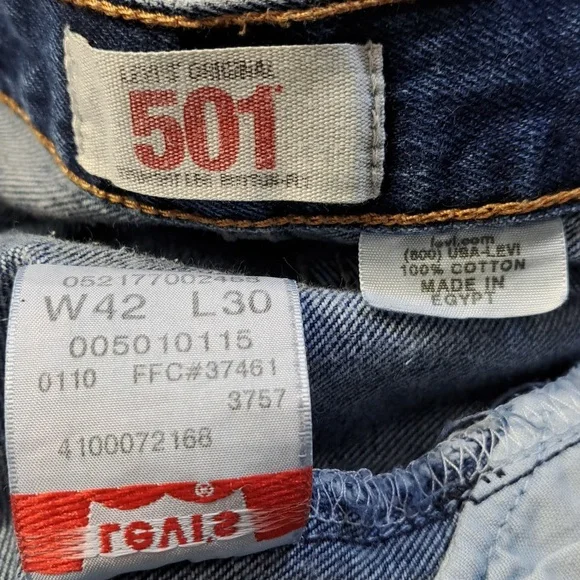 Levi's 501 Straight Leg Button Fly Blue Jeans Men's Size W41 L30 - Picture 16 of 16